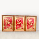 Tranh chữ Phúc Lộc Thọ mạ vàng điểm KT38x54cm - tranh quà tặng Đồng Đông Sơn