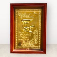 Tranh chữ Thọ nền vàng mạ vàng 24k KT48x68cm - tranh quà tặng Đồng Đông Sơn