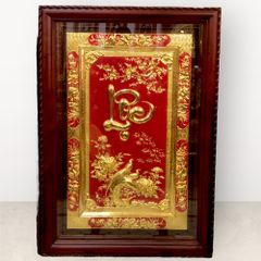 Tranh chữ Lộc mạ vàng 24k KT88x128cm - tranh quà tặng Đồng Đông Sơn