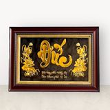 Tranh chữ Đức dát vàng 24k KT38x54cm - tranh quà tặng Đồng Đông Sơn