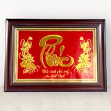 Tranh Chữ Phúc dát vàng 24k KT38x54cm - tranh quà tặng Đồng Đông Sơn