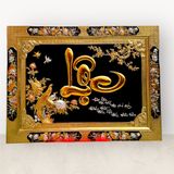 Tranh chữ Lộc dát vàng khung đồng KT81x107cm - tranh quà tặng Đồng Đông Sơn