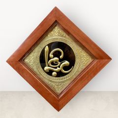 Tranh Chữ Lộc bằng đồng vàng nền đen KT38x38cm - tranh quà tặng Đồng Đông Sơn