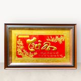Tranh chữ Tri Ân dát vàng KT50x80cm - tranh quà tặng Đồng Đông Sơn