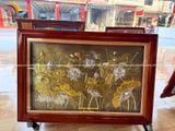 Tranh Hoa sen đồng vàng dát điểm vàng bạc KT 1m12x72cm
