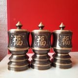Bộ 3 đài thờ bằng đồng màu hun nâu