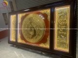 Tranh trống đồng bằng đồng vàng dát vàng công nghiệp KT 2m31x1m26