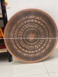 Tranh mặt trống đồng đỏ đúc hoa văn chìm đk 80cm