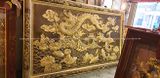Tranh cá vượt vũ môn đồng vàng dát vàng bạc KT 2m1x1m4 khung đồng nền giả cổ