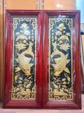 Tranh lý ngư vọng nguyệt bằng đồng vàng KT 1mx40cm