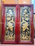 Tranh lý ngư vọng nguyệt bằng đồng vàng KT 1mx40cm