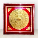 Tranh trống bằng đồng vàng gò đồng dát vàng KT 100x100cm