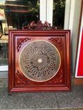Tranh trống đồng mặt trống đồng đỏ đúc KT 95x95cm