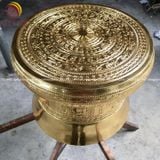 Quả trống đúc đồng đỏ đường kính 50cm dát 24k - Trống đồng Ngọc Lũ đúc nổi