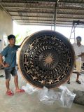 Tranh mặt trống đồng đỏ đúc đk 1m6