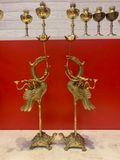 Đôi hạc thờ bằng đồng màu vàng cao 47cm, nặng 4kg
