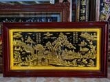 Tranh đồng quê đồng vàng dát vàng KT170x90cm - Tranh quà tặng quê hương