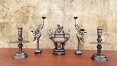 Bộ ngũ sự khảm ngũ sắc họa tiết rồng cao 40cm