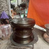 Quả trống đúc đồng đỏ đường kính 60cm màu giả cổ - Trống đồng Ngọc Lũ đúc nổi