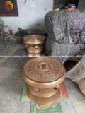 Quả trống đúc đồng đỏ đường kính 50cm màu đồng - Trống đồng Ngọc Lũ đúc nổi