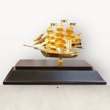 Mô hình thuyền đồng vàng mạ vàng 24K KT 31x22x12cm (Mẫu 20) - Quà tặng sếp