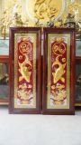 Tranh lý ngư vọng nguyệt bằng đồng vàng dát vàng KT 1m08x41cm