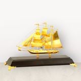 Mô hình thuyền đồng vàng mạ vàng 24K KT 31x22x12cm (Mẫu 21) - Quà tặng sếp