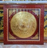 Tranh trống đồng mặt trống đồng vàng gò dát vàng KT 1m15x1m15
