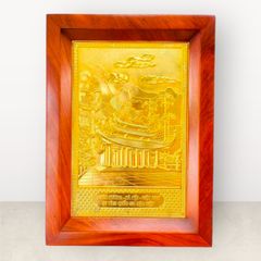 Tranh Chùa Hương mạ vàng 24k KT38x54cm - Tranh quà tặng Đồng Đông Sơn