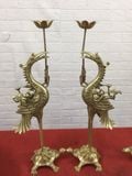 Bộ ngũ sự bằng đồng vàng mộc họa tiết Rồng chữ Việt cao 60cm
