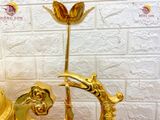 Đôi hạc bằng đồng vàng mạ vàng 24k cao 65cm