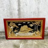 Tranh Thuận Buồm Xuôi Gió đồng vàng mạ vàng điểm bạc kích thước 88cm x 155cm - Đồng Đông Sơn