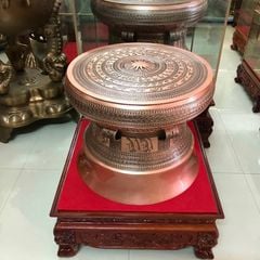 Quả trống ngọc lũ đúc đồng đỏ đường kính 50cm mẫu cao cấp - Trống đồng Ngọc Lũ đúc nổi