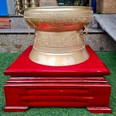 Quả trống đúc đồng đỏ đường kính 40cm phớt hồng - Trống đồng Ngọc Lũ đúc nổi