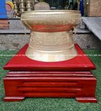 Quả trống đúc đồng đỏ đường kính 40cm phớt hồng - Trống đồng Ngọc Lũ đúc nổi