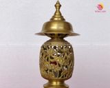 Đôi đèn sen dứa đồng vàng màu đậm cao 62cm - Đồ thờ bằng đồng đẹp