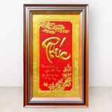 Tranh Chữ Phúc dát vàng 24k KT50x90cm - tranh quà tặng Đồng Đông Sơn