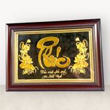 Tranh Chữ Phúc nền đen dát vàng 24k KT38x54cm - tranh quà tặng Đồng Đông Sơn