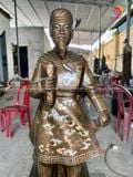 Tượng Trần Quốc Tuấn đồng đỏ khảm tam khí cao 60cm  - Tượng đồng trang trí