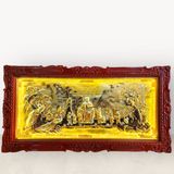 Tranh Mừng Thọ Bà xước dát vàng bạc khung đục KT80x155m - tranh quà tặng Đồng Đông Sơn