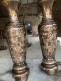 Đôi lục bình khảm ngũ sắc đồng đỏ cao 170cm - Lục bình lớn