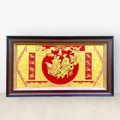 Tranh Mừng Thọ Ông Bà bằng đồng vàng dát vàng mẫu 1 KT52x92cm - tranh quà tặng Đồng Đông Sơn