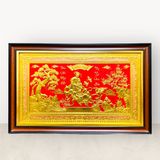 Tranh Mừng Thọ Bà bằng đồng vàng dát vàng KT68x107cm - tranh quà tặng Đồng Đông Sơn
