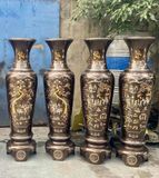 Đôi lục bình khảm ngũ sắc đồng đỏ cao 170cm - Lục bình lớn