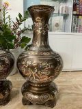 Đôi lục bình khảm ngũ sắc đồng đỏ cao 70cm - Lục bình củ tỏi