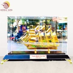 Quà tặng thuyền buồm mạ vàng 24K KT 31cm (Mẫu 4) - Mô hình thuyền