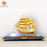 Quà tặng thuyền buồm bằng đồng mạ vàng 24K KT 31cm (Mẫu 8) - Mô hình thuyền