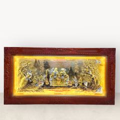 Tranh Mừng Thọ Ông Bà bằng đồng vàng mẫu 1 KT80x155cm - tranh quà tặng Đồng Đông Sơn