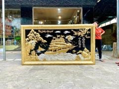 Tranh Thuận Buồm Xuôi Gió đồng vàng mạ vàng điểm bạc, khung đồng kích thước 127cm x 217cm - Đồng Đông Sơn