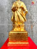 Tượng Trần Quốc Tuấn đồng đỏ dát vàng cao 50cm  - Tượng đồng trang trí